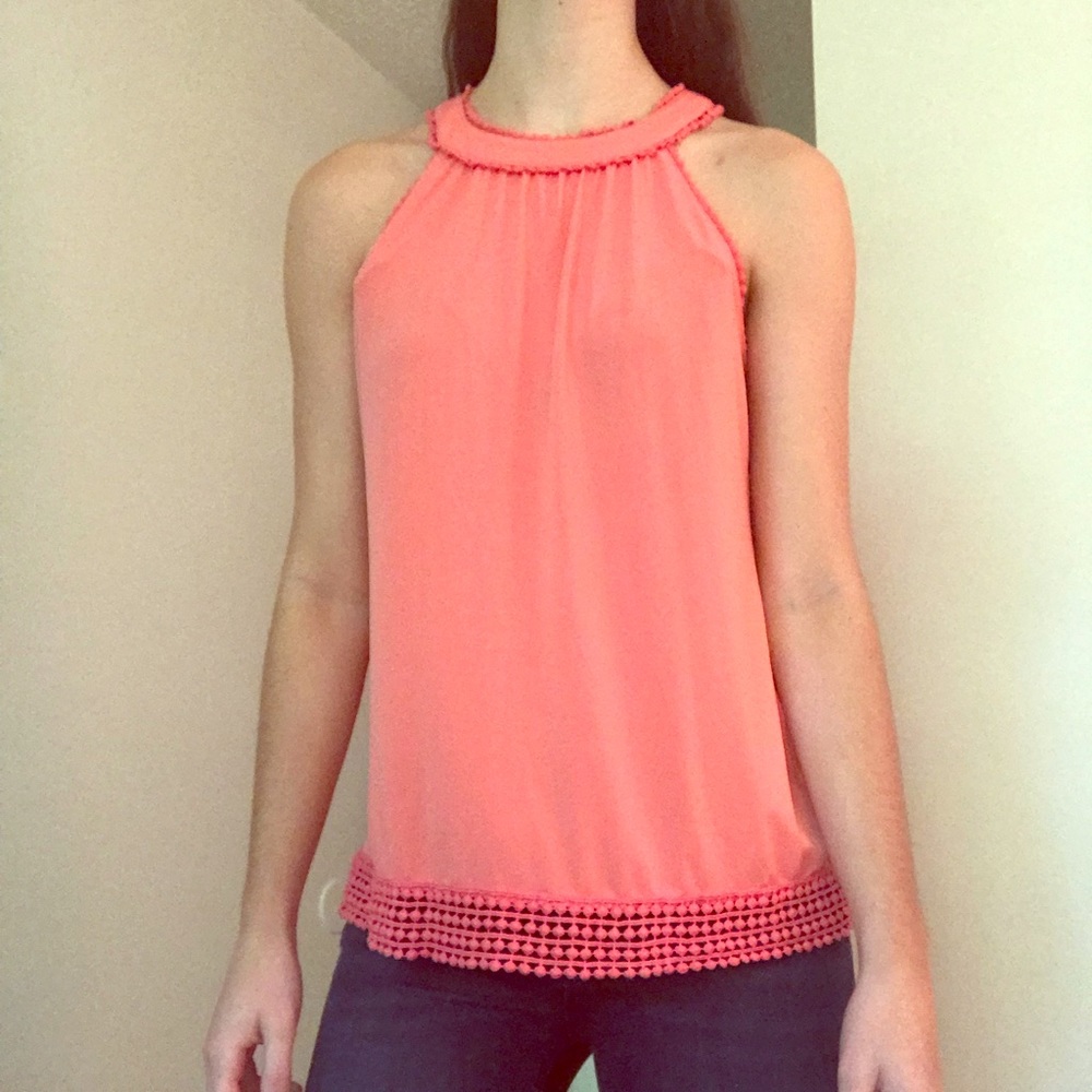 Coral sleeveless blouse